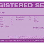 Sample label Kauffman Seed Purple Tag